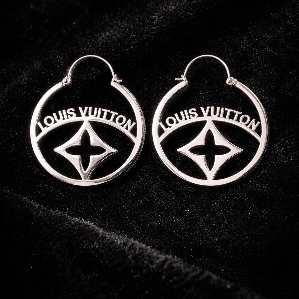 Luxury Silver Hoop Earrings - Picture 3 of 4